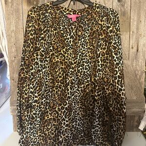 Lilly Pulitzer Brown Leopard Print top